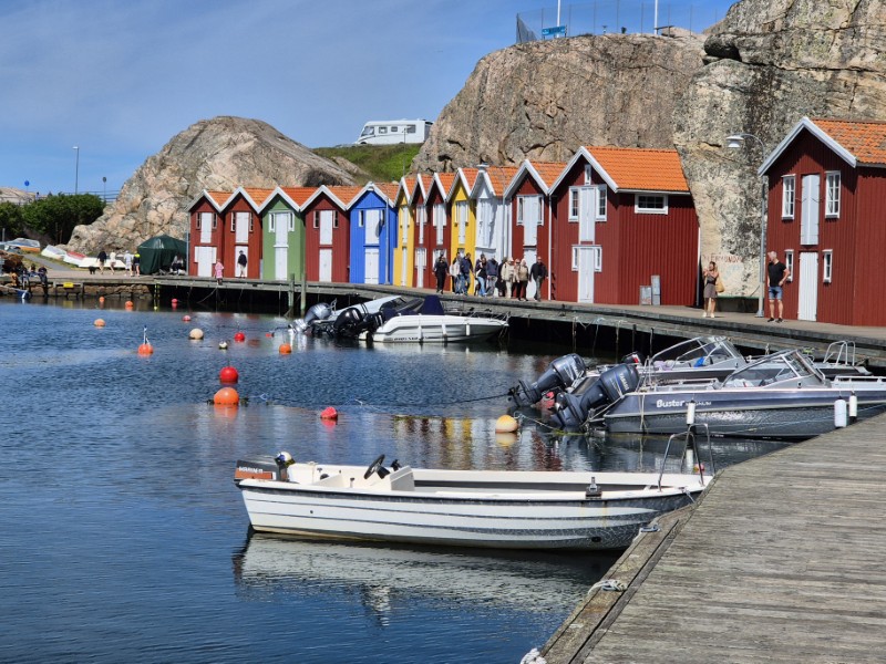 Campertrip naar Noorwegen - gekleurde vissershutjes van Smögenbryggan